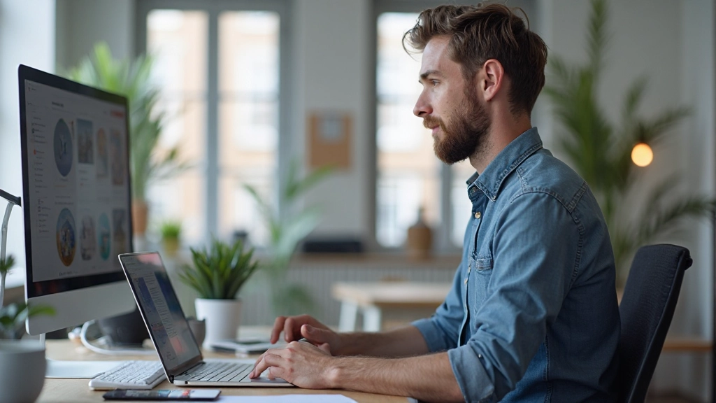 Designer werkt aan responsive design layout op meerdere schermformaten