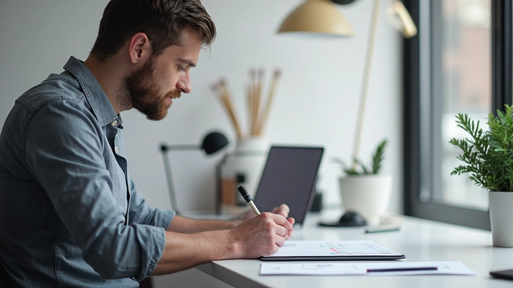 Schone werkplek met laptop en notitieblok voor webdesign planning